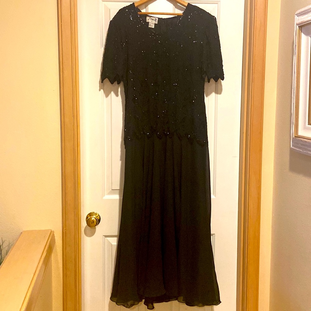 Formal beaded dressy long black beaded dress